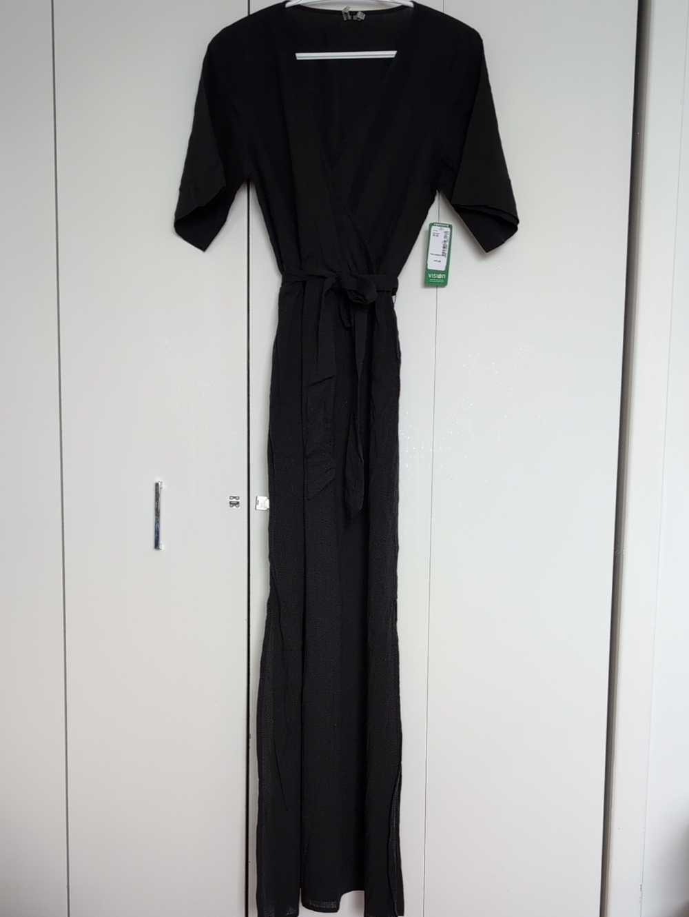 Simons Black Wrap Look Maxi Dress with Tie Waist